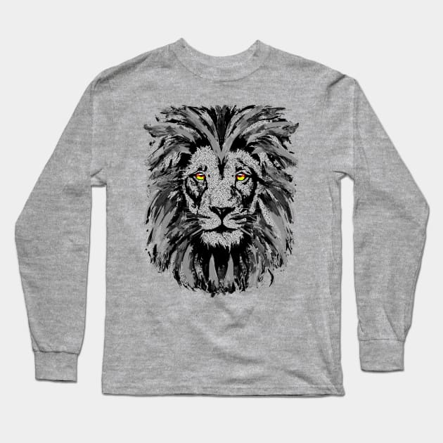 Gray Lion Apron - Gray Lion Face Apron Long Sleeve T-Shirt by BigWildKiwi